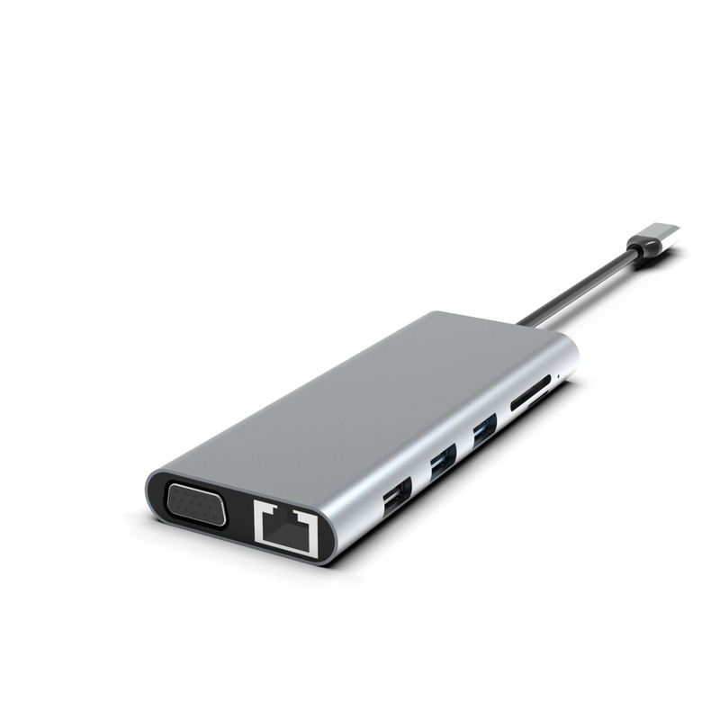 9 in 1 100W USB C Hub 4k 60hz Hdmi Card Reader PD USB 3.0/2.0 Gigabit Ethernet USB C Dock