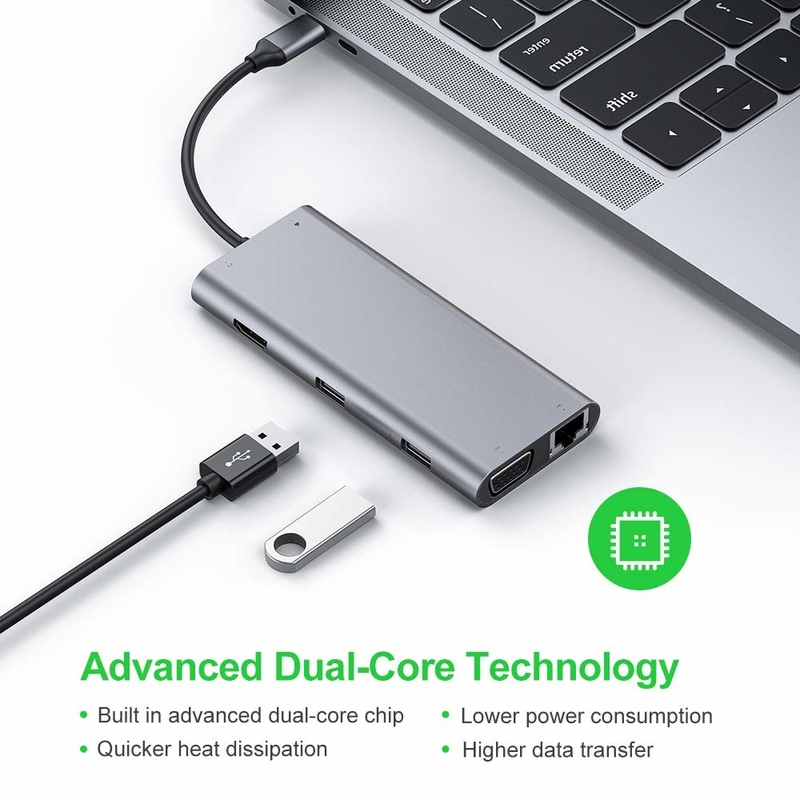 11 porte 11 in 1 USB Type C Hub 10Gbps USB C Docking Station Plug And Play Integrazione software