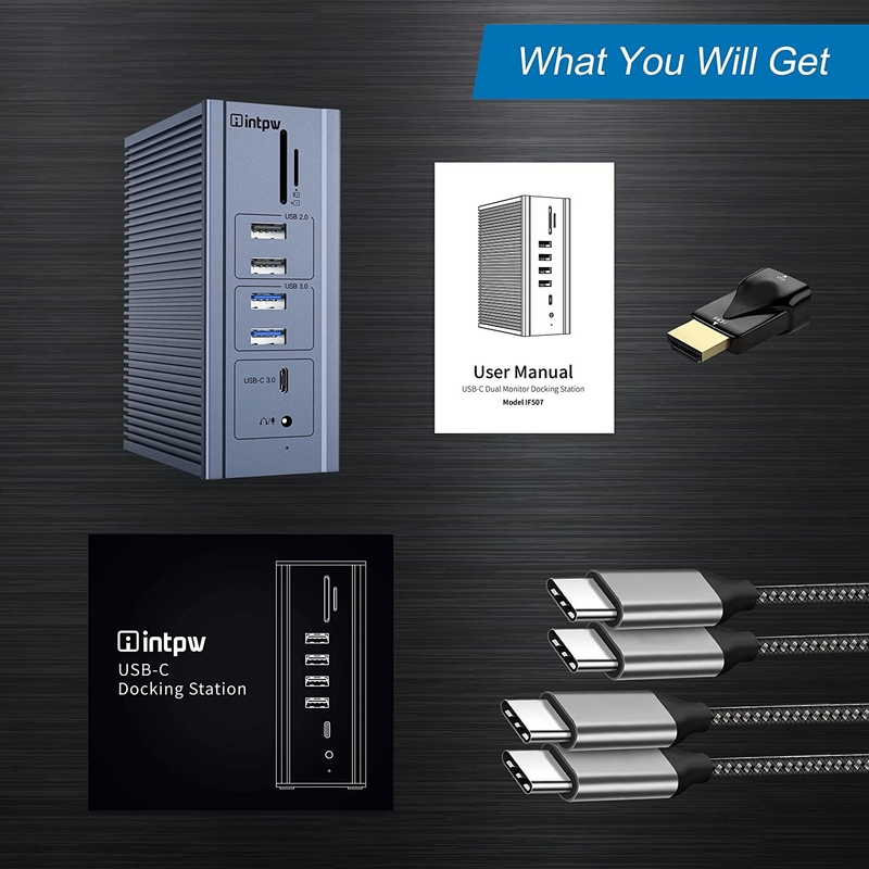 16 in 1 Gigabit Ethernet Docking Station HDMI USB C 4K Video Output Display Link