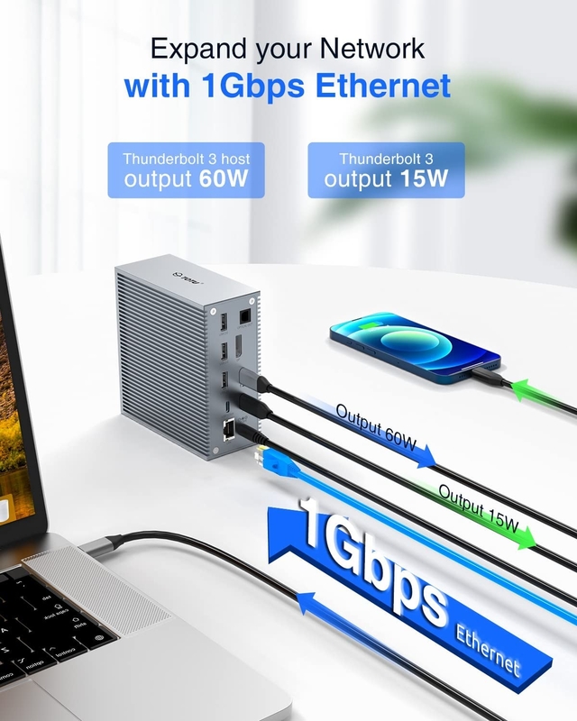 Usb C Dock Hdmi 4k 60hz 16 in 1 Docking Station Plug and Play Convenienza Colore argento
