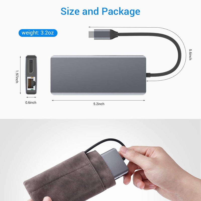 Adaptatore multiporto USB portatile Silver C hub con jack audio HDMI da 3,5 mm per MacBook Pro