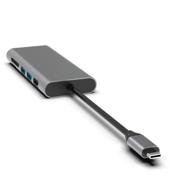 Hub USB-C 10 in 1 argento con HDMI USB 3.0 Ethernet Jack audio da 3,5 mm per PC e laptop