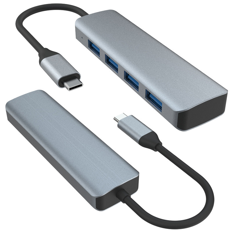 USB C a 4 porte USB 3.0 Hub Dock di espansione USB Tipo-C a 4 USB 3.0 HUB Lega di alluminio 5G Trasmissione