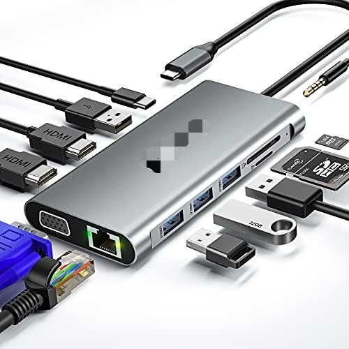 Adapter USB C 13 in 1 4K HDMI Hub Tipo C a HDMI 4K USB 3.0 2.0 PD Converter di ricarica