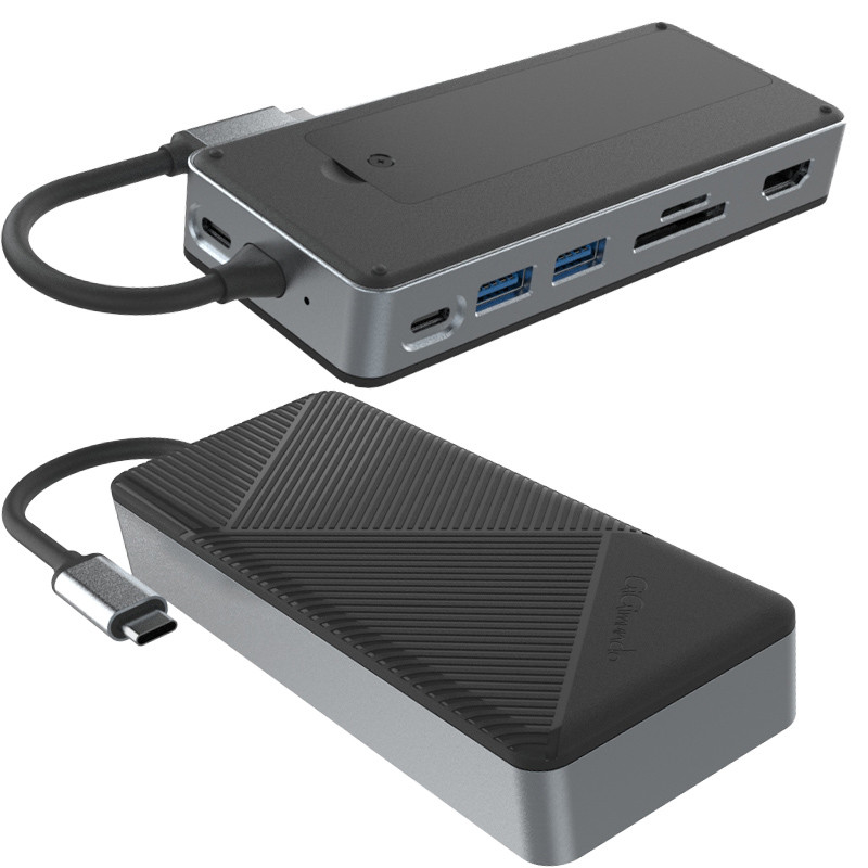 8-in-1 dual USB C Docking Station hub Fits M.2 NVMe/SATA SSD con diaplaylink e ventilatori di raffreddamento