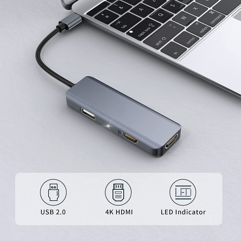 3 in 1 USB Hub Adaptore HDMI Usb C a Usb 2.0 Adaptore Slim Dock per Mac
