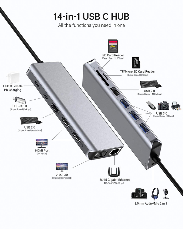 USB 3.0 Hub Estensione Tipo A Maschio a Femmina cavo dati con USB C Hub Power Extra Long