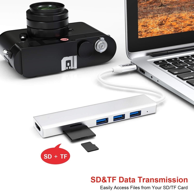 6 porte USB-C Hub Splitter Usb-C Expander Adapter portatile USB Multiport Data Hub