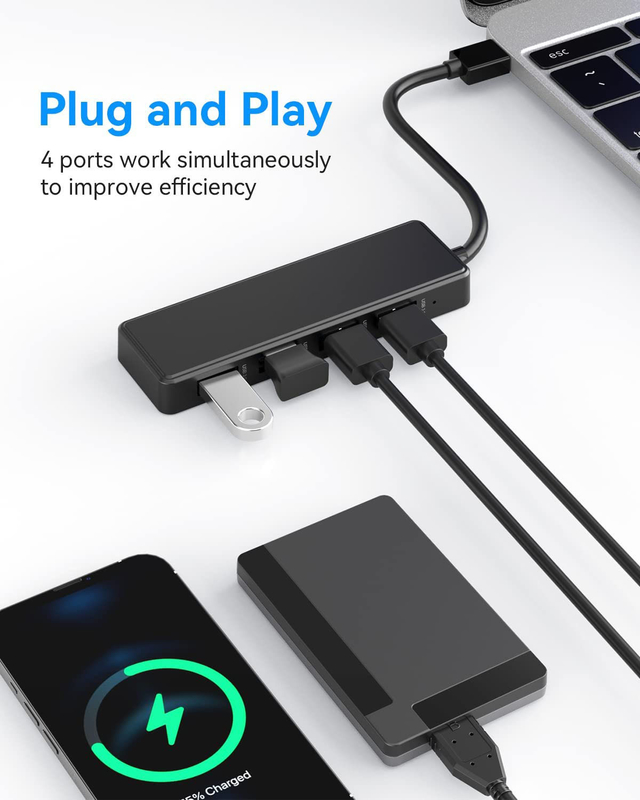 4 porte USB C Hub Adapter USB 3.0 Hub Ultra Slim Portatile Data Hub Trasferimento di dati applicabile