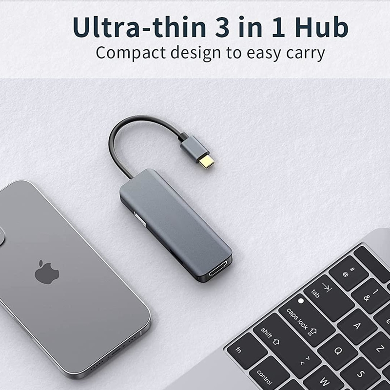 Dual Hdmi Usb C Dock Hub Aluminum USB C Adapter Monitor 3 in 1 Dongle Con 4K HDMI