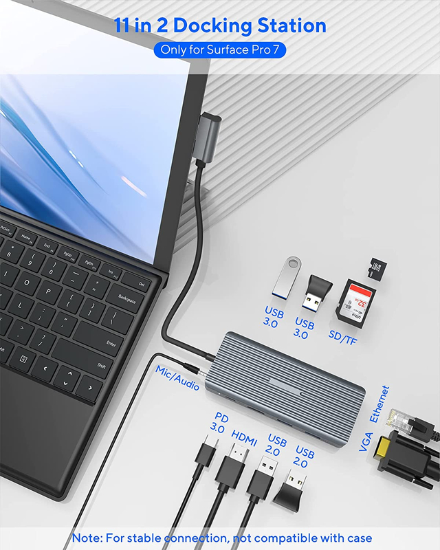 7 in 1 USB C Hub Dock Station Dual Con Card Reader Pro Pad Multi-Function Converter USB Hub per Mac