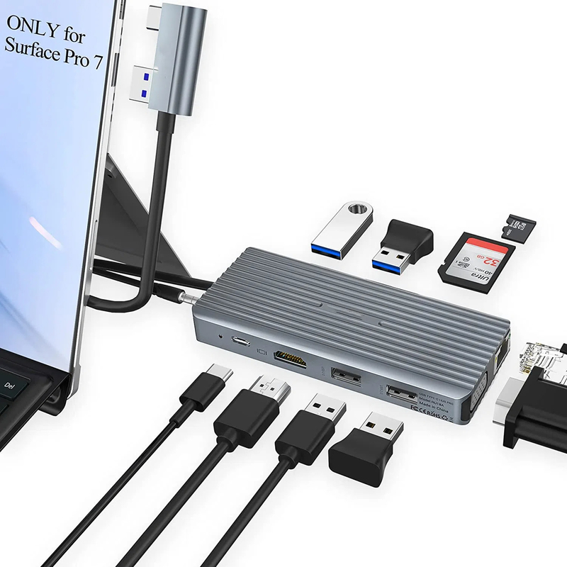 7 in 1 USB C Hub Dock Station Dual Con Card Reader Pro Pad Multi-Function Converter USB Hub per Mac
