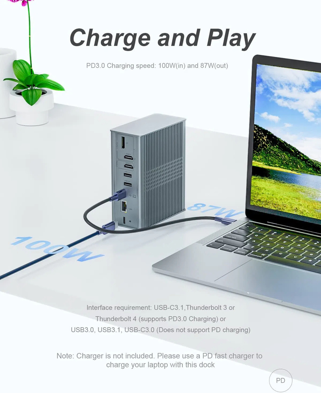 Portatile USB C Docking Station Triple Monitor 16-in-1 USB C Dock con Displaylink