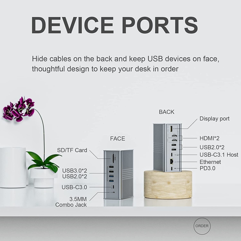 Portatile USB C Docking Station Triple Monitor 16-in-1 USB C Dock con Displaylink