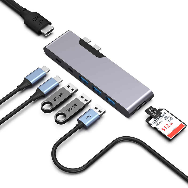 8 in 1 Dock Station Dual Usb C Power Adapter Hub Card Reader Pro Pad Converter USB Hub per Mac