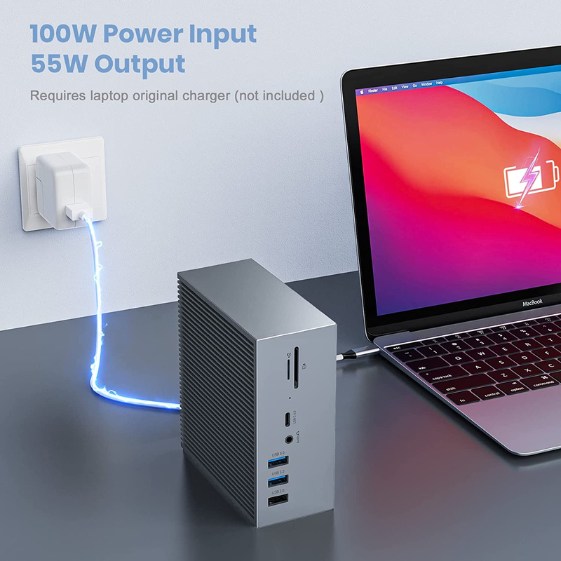 16 in 2 USB C Dual Monitor Thunderbolt 3 Dock HDMI per laptop Hub Adapter USB