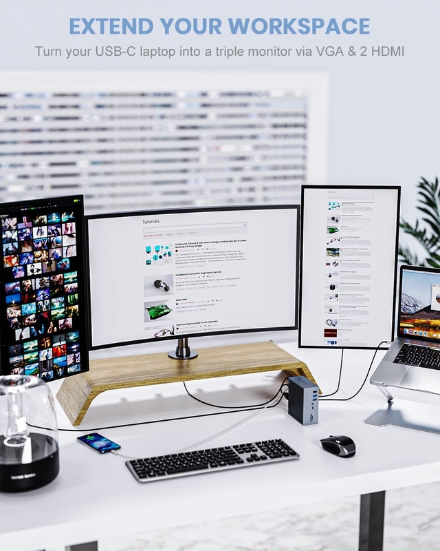 16 in 2 USB C Dual Monitor Thunderbolt Dock Triple Display 8 Porti USB C/A Ethernet