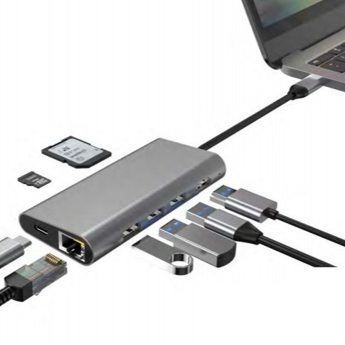 Conveniente Silver USB C Docking Station con Displaylink IC e porte USB 3.0