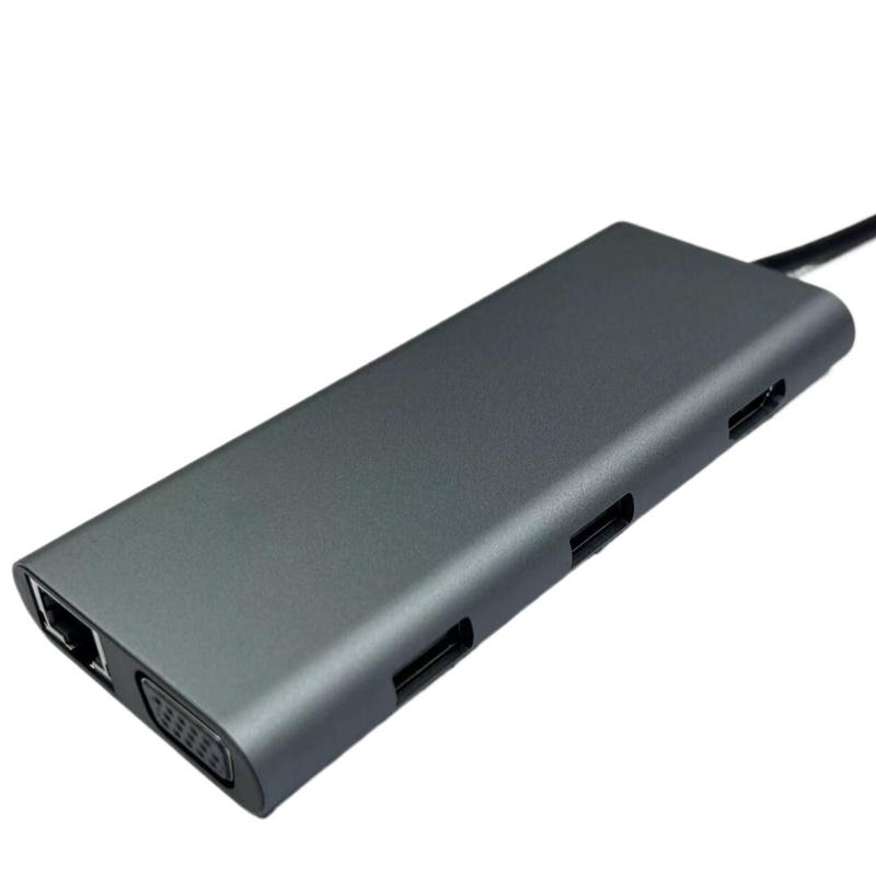 Conveniente Silver USB C Docking Station con Displaylink IC e porte USB 3.0
