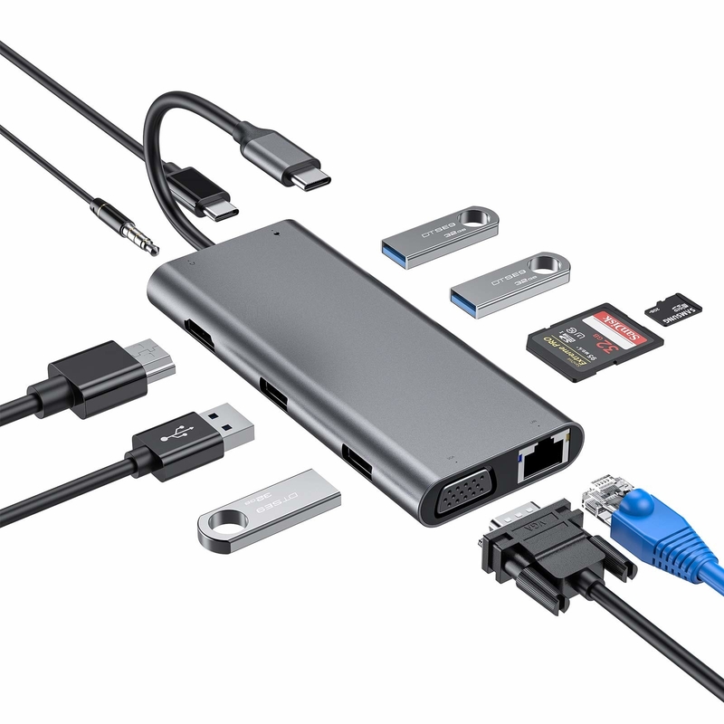 100 Watt Adaptore USB C Potenza 5 in 1 USB 3.0 Hub TYPE C HDMI 4K 30Hz 5Gbps 100W PD Ricarica rapida