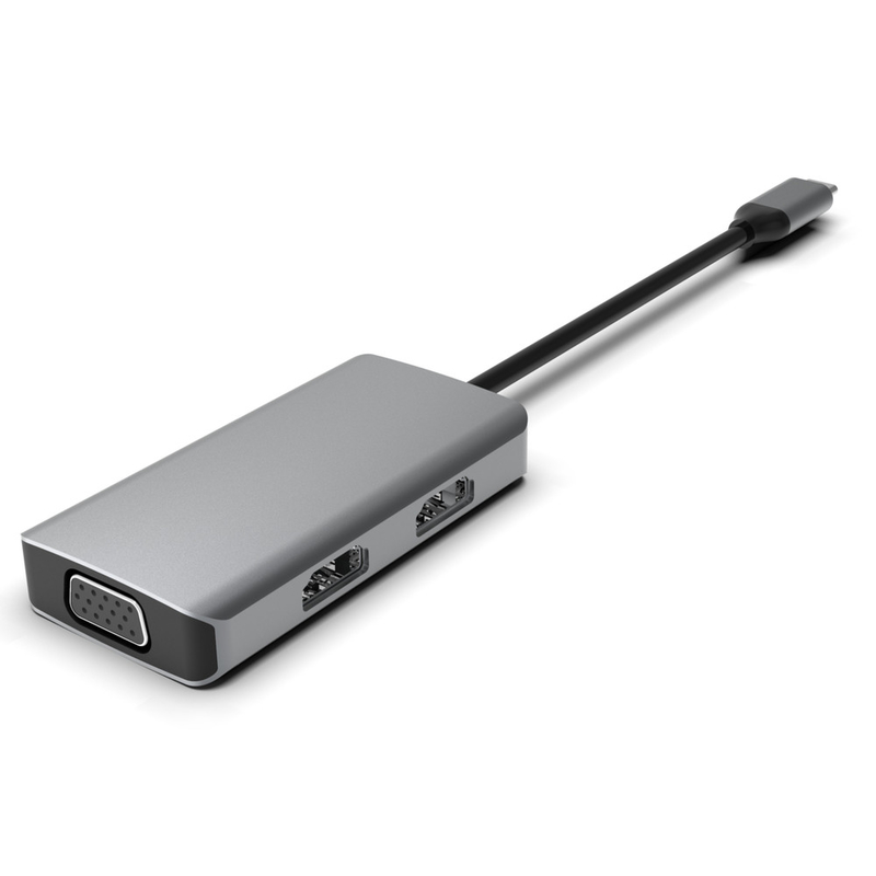 Conveniente Silver USB C Docking Station con Displaylink IC e porte USB 3.0