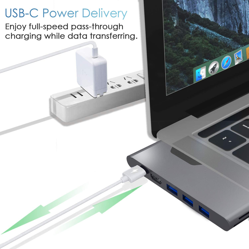 Adaptatore multiporto HDMI 8 in 1 Dual Connector USB Tipo C Hub Docking Station Sd Tf Card Reader 4k Video Usbc