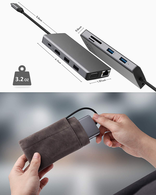 Adaptatore USB C Rj45 12 in 1 Hub USB C Tipo-C a PD HDMI USB3.0 USB2.0 USB-C SD TF
