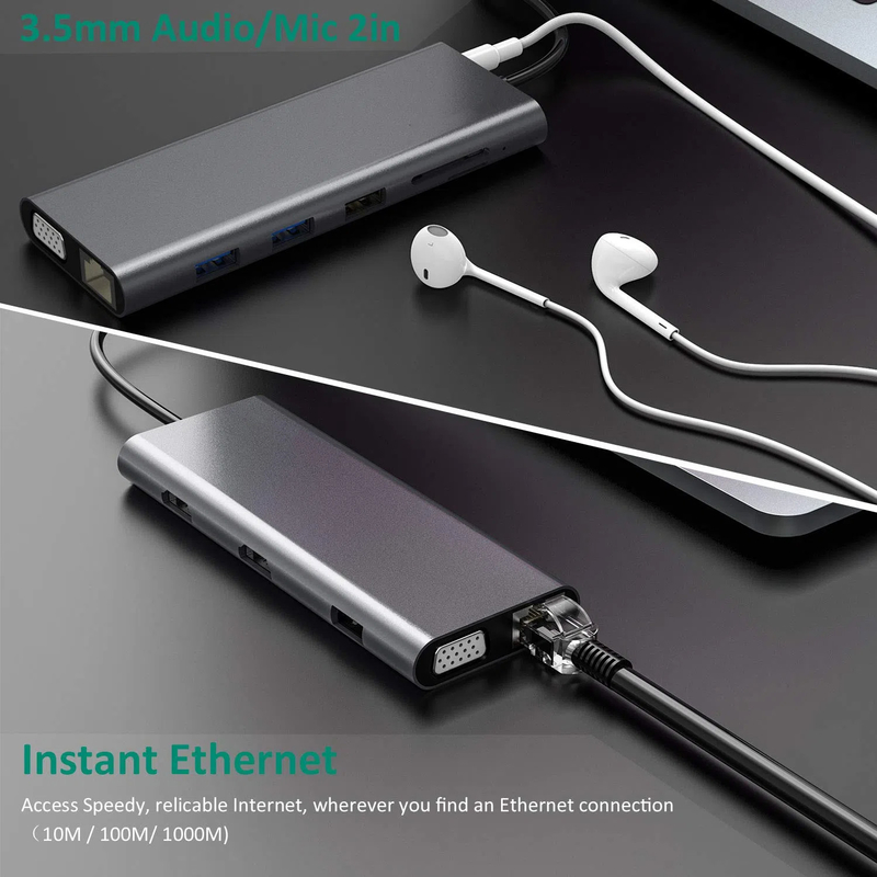 Hub Usb 3.0 Usb C Adapter per laptop multiporto PC Computer PD Charge Dock Station RJ45 HDMI