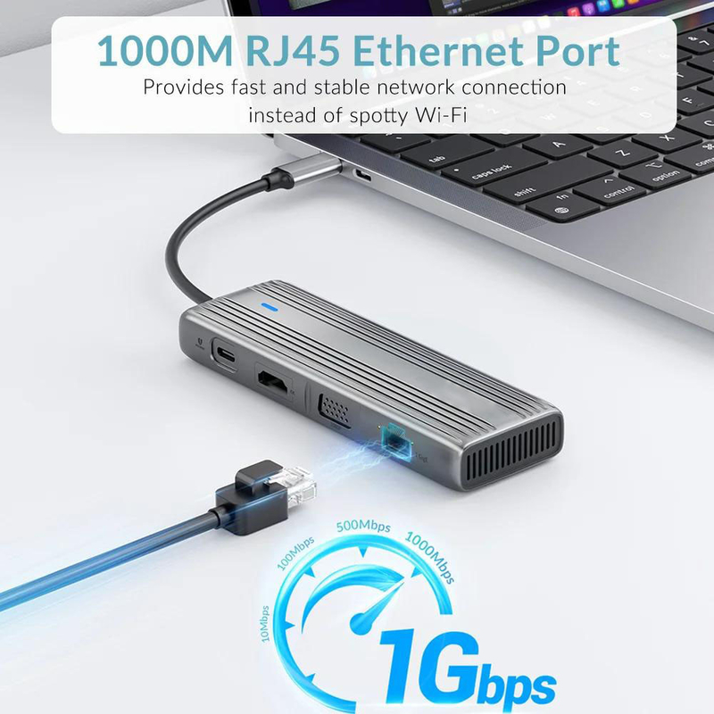 USB 3.1 10 in 1 Type-C Multiport Docking Station Hub con Gigabit Ethernet e 4K HD HDMI