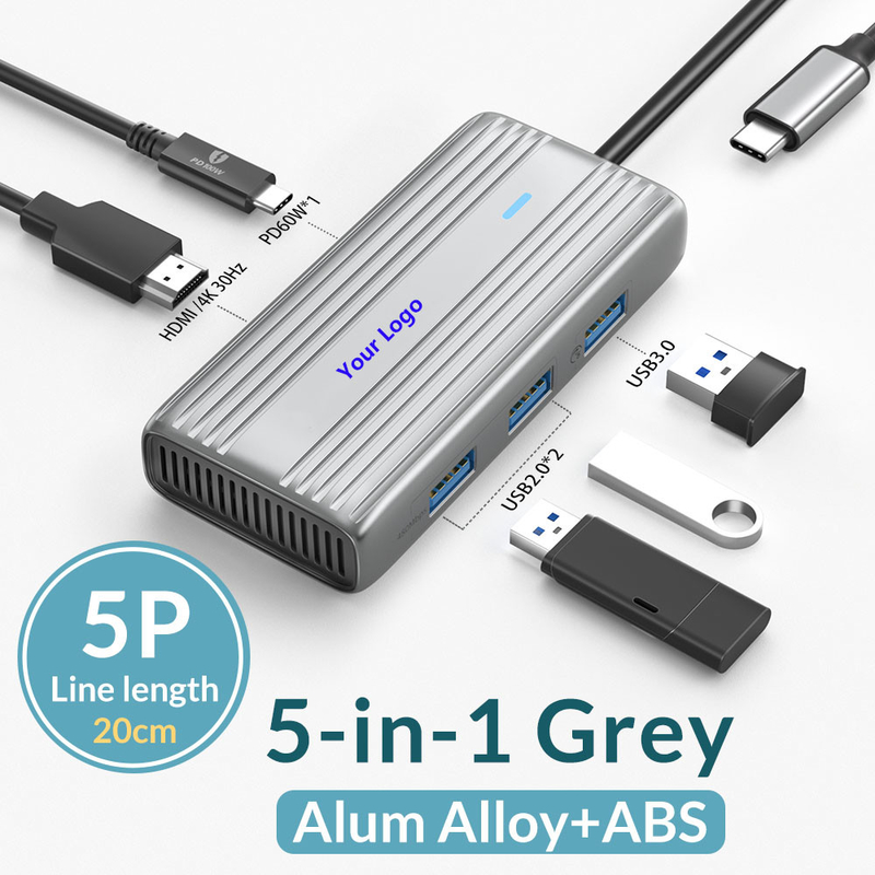 USB 3.1 10 in 1 Type-C Multiport Docking Station Hub con Gigabit Ethernet e 4K HD HDMI