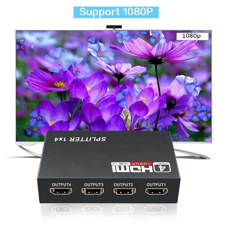 Splitter HDMI professionale 1x4 Full HD 3D 1080P 4 porte Converter per TV femminile-femminile