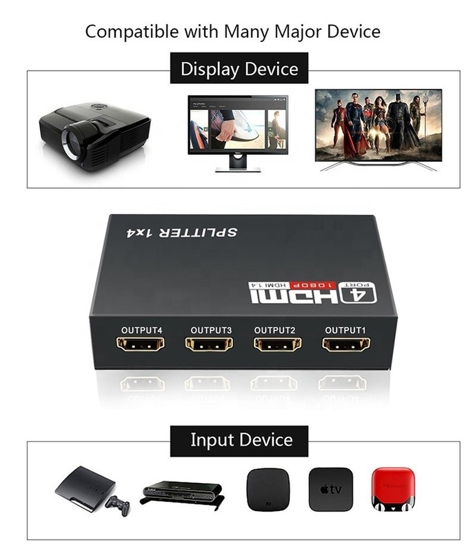 Splitter HDMI professionale 1x4 Full HD 3D 1080P 4 porte Converter per TV femminile-femminile