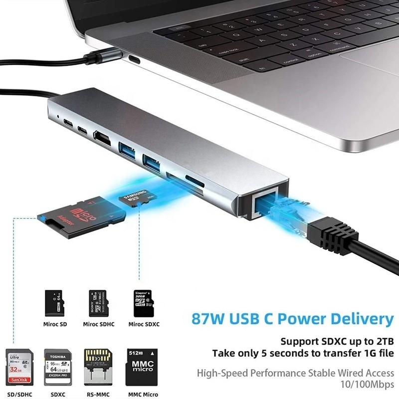 Adaptatore multiporto USB tipo C per il multi-tasking e il trasferimento dati