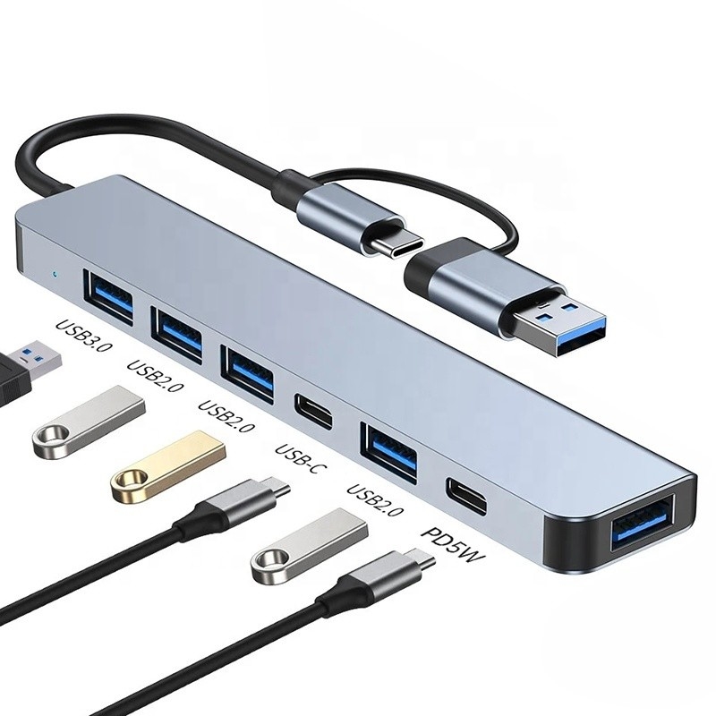 Legatura di alluminio 7 in 1 USB Splitter per laptop desktop PC accettabile OEM/ODM