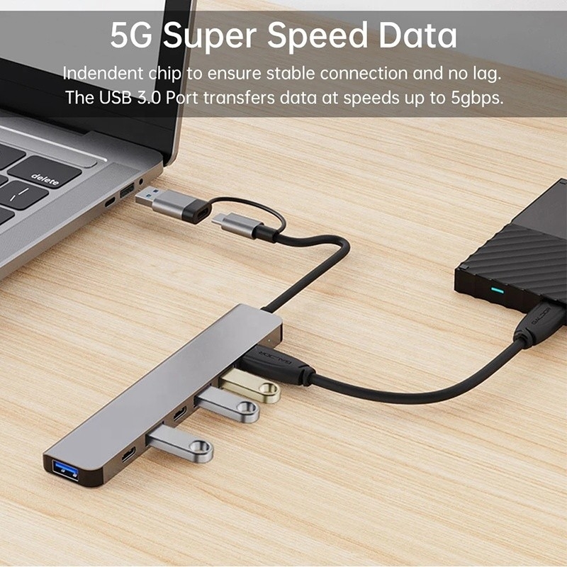 Legatura di alluminio 7 in 1 USB Splitter per laptop desktop PC accettabile OEM/ODM