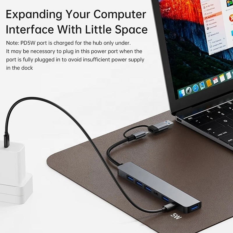 Legatura di alluminio 7 in 1 USB Splitter per laptop desktop PC accettabile OEM/ODM
