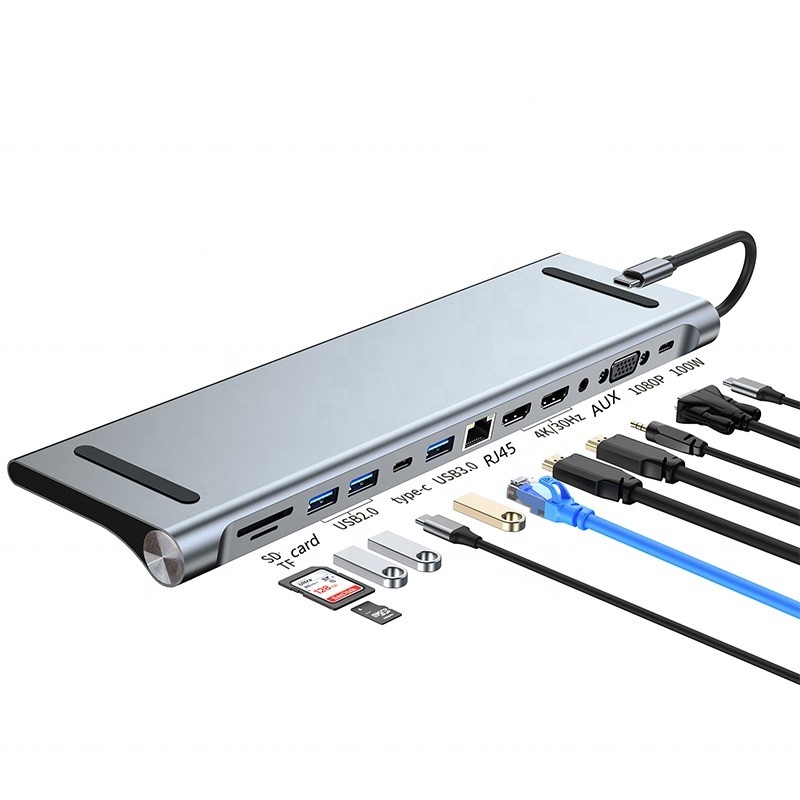 12 in 1 USB-C Docking Station di tipo C per il trasferimento di dati di ricarica e la funzione di altoparlante