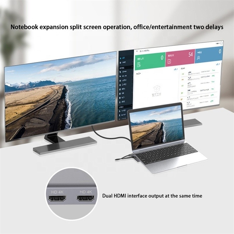 12 in 1 USB-C Docking Station di tipo C per il trasferimento di dati di ricarica e la funzione di altoparlante