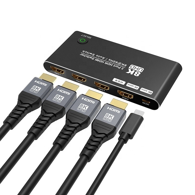 8K HDMI Switch 3 In 1 Out Supporto 3 HDMI Input 8K 60Hz 4K 120Hz Tecnologia avanzata