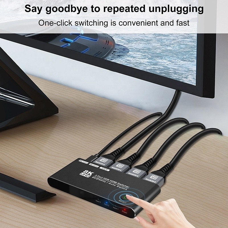 8K HDMI Switch 3 In 1 Out Supporto 3 HDMI Input 8K 60Hz 4K 120Hz Tecnologia avanzata
