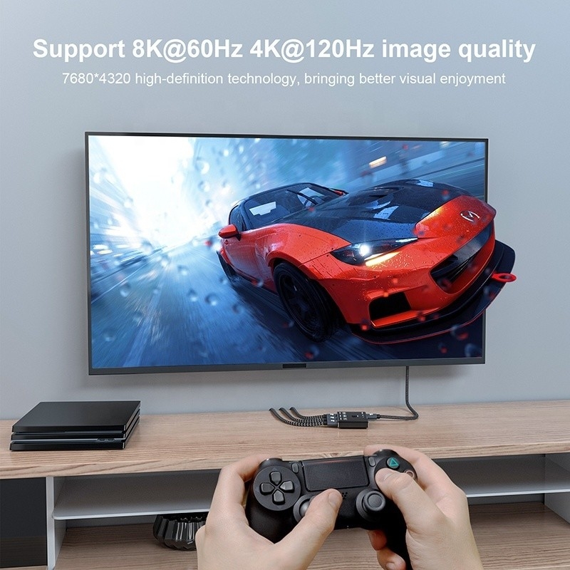 8K 120Hz HDR 3 porte HDMI Switch Switcher 3 in 1 Out Plug Remote Converter