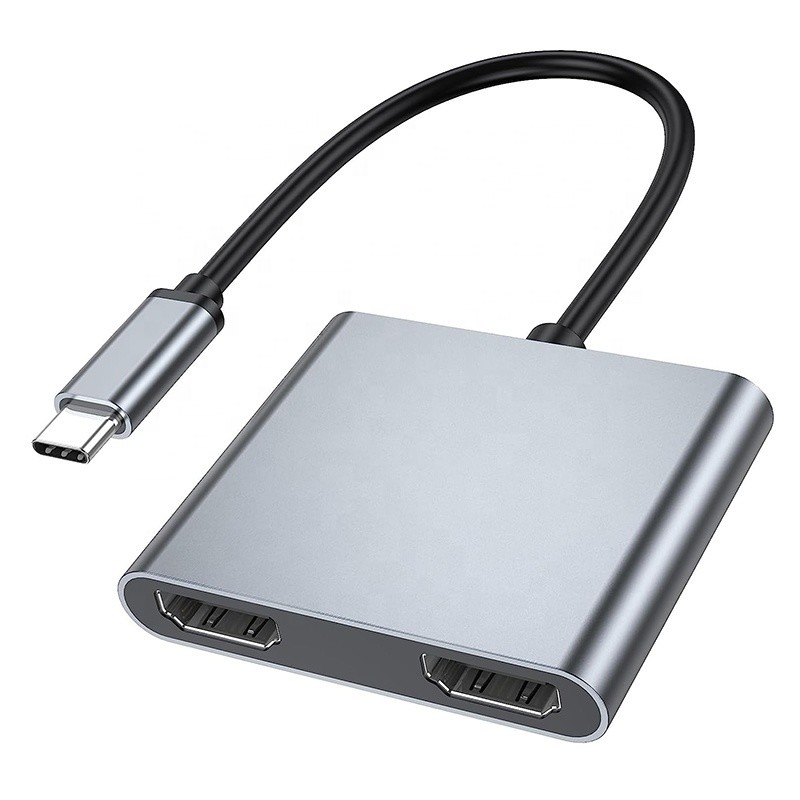 Tipo C Maschio a doppio HDMI Femminile Thunderbolt 3 USB-C Multi-Monitor Adapter Cable 4K 30Hz