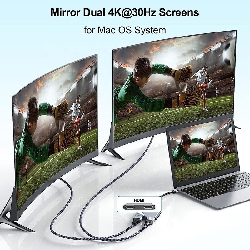 Tipo C Maschio a doppio HDMI Femminile Thunderbolt 3 USB-C Multi-Monitor Adapter Cable 4K 30Hz