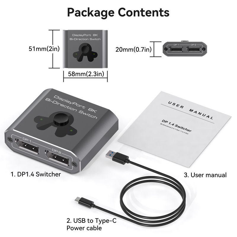 8K60Hz Display Port Switcher per un'operazione facile e una commutazione DP 1.4 ad alte prestazioni