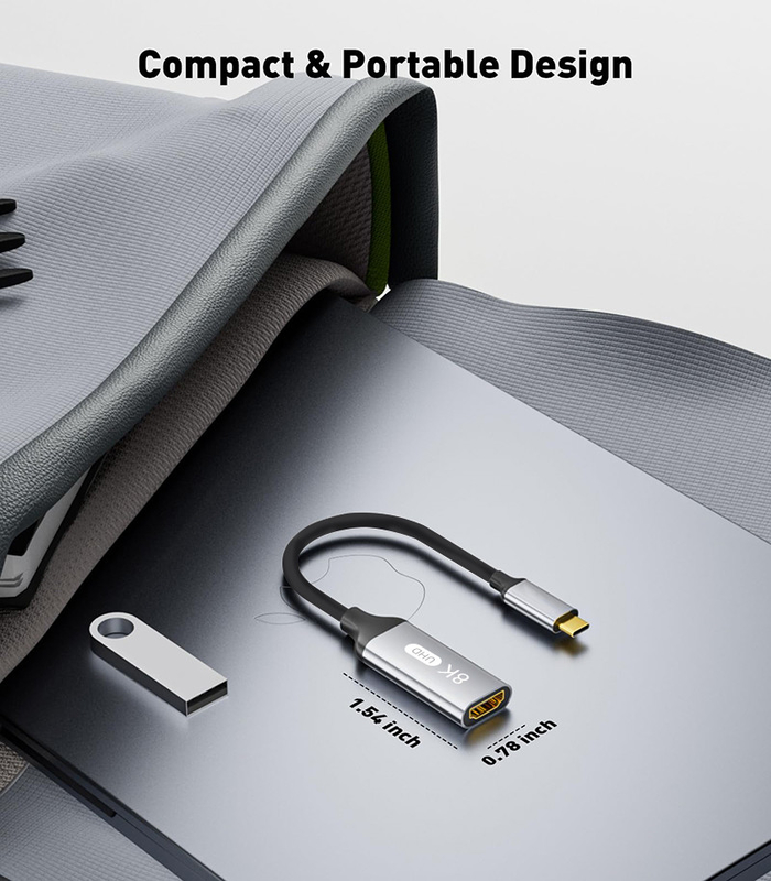 Lunghezza personalizzata Grigio USB-C per HDMI 2.1 Adapter 8K 60Hz per velocità USB Tipo C 3.1 Laptop