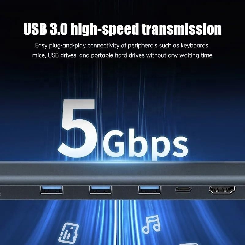 USB 3.1 Interfaccia tipo 10 in 1 Hub tipo C per trasferimento e ricarica dati ad alta velocità
