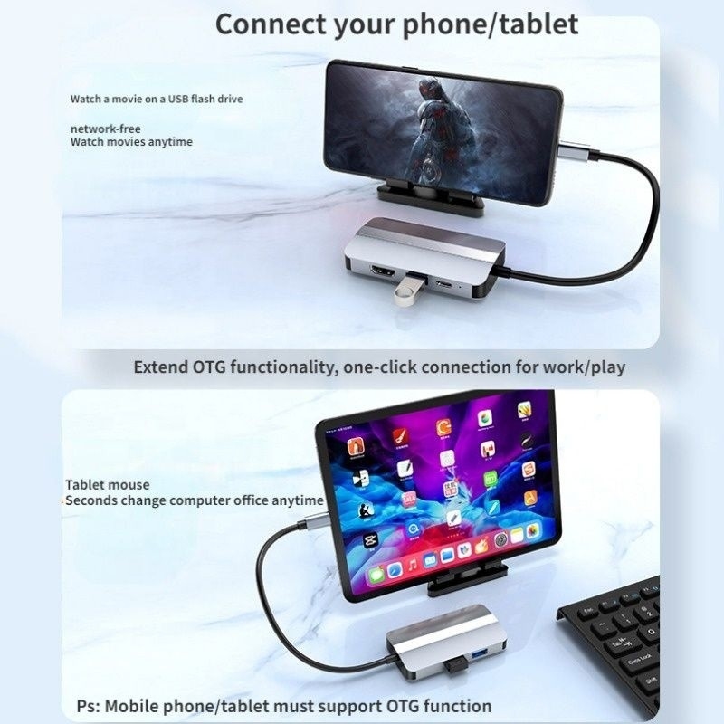 USB C tipo C Hub Multiport Dock Station con funzione di rete di ricarica di trasferimento video