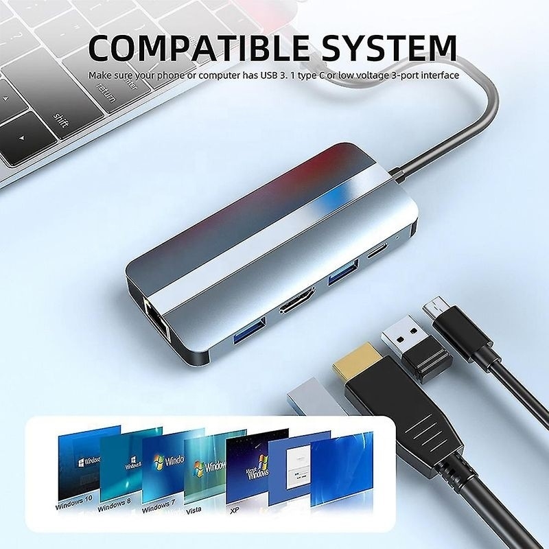 USB C tipo C Hub Multiport Dock Station con funzione di rete di ricarica di trasferimento video