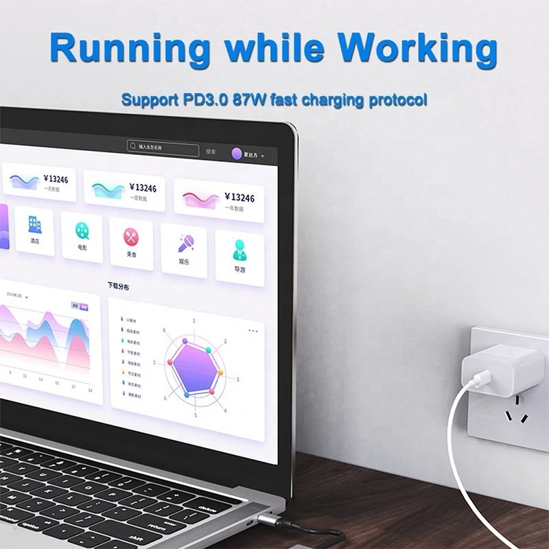 7 in 1 USB C USB-C Hub per Macbook Grigio HDMI USB 3.0 USB2.0 RJ45 SD/TF Card Reader PD Output