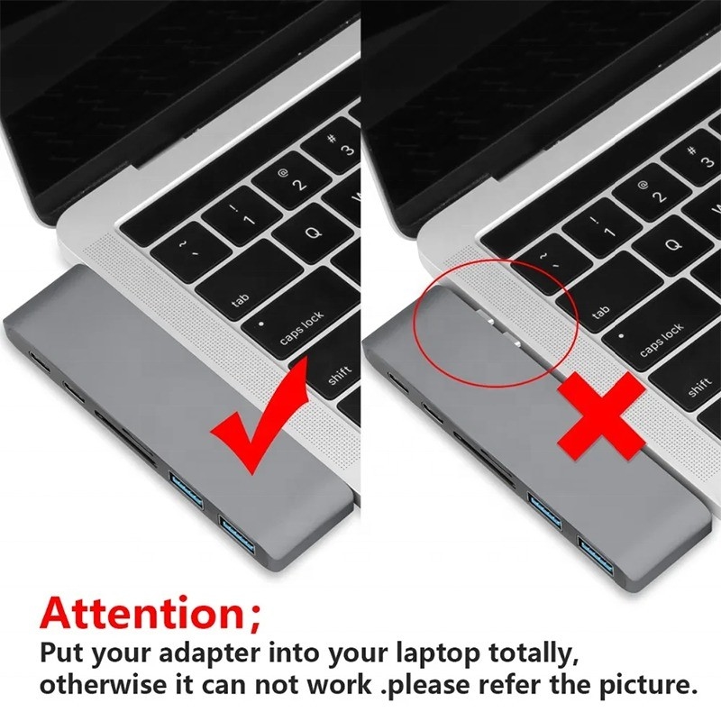 Multiport Docking Station 6-in-1 Type-C Hub Adapter con uscita SD/TF 2*USB3.0 2*USB-C